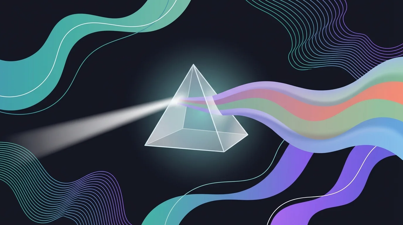 Prism refracting light into a spectrum - representing how MBTI helps understand personality